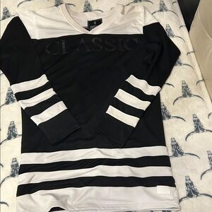 INSTANT CLASSIC B/W Striped Hockey style Long Sleeve Long style dress Jersey S/M